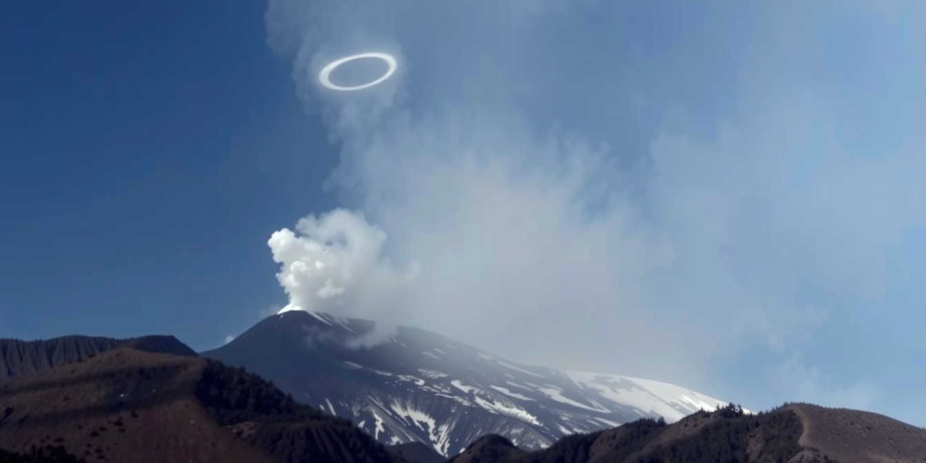 Вулкан Этна выпускает идеальные кольца дыма: редкое явление