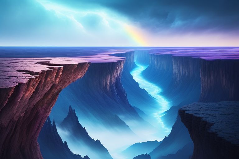 Пропасть вечно меняющихся небес: Великолепная пропасть открывает захватывающий вид на небо, где движущиеся облака трансформируются в замечательные фор