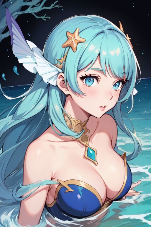 Лиора, морская колдунья, обитающая на извилистых берегах Аквафлоры, где океан встречается с зачарованными рифами. Благодаря своим струящимся синим вол