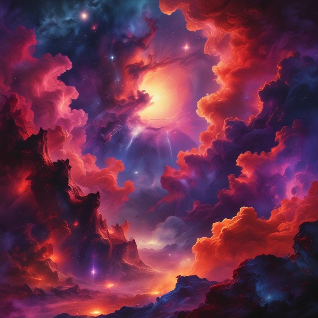 Объятия туманности: Представьте себе обширное пространство, где небо плавно сливается с космосом, представляя ослепительный гобелен из закрученных