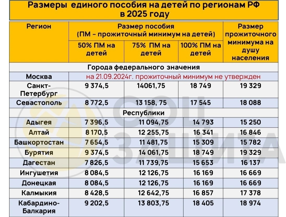 Дотации на детей в 2025
