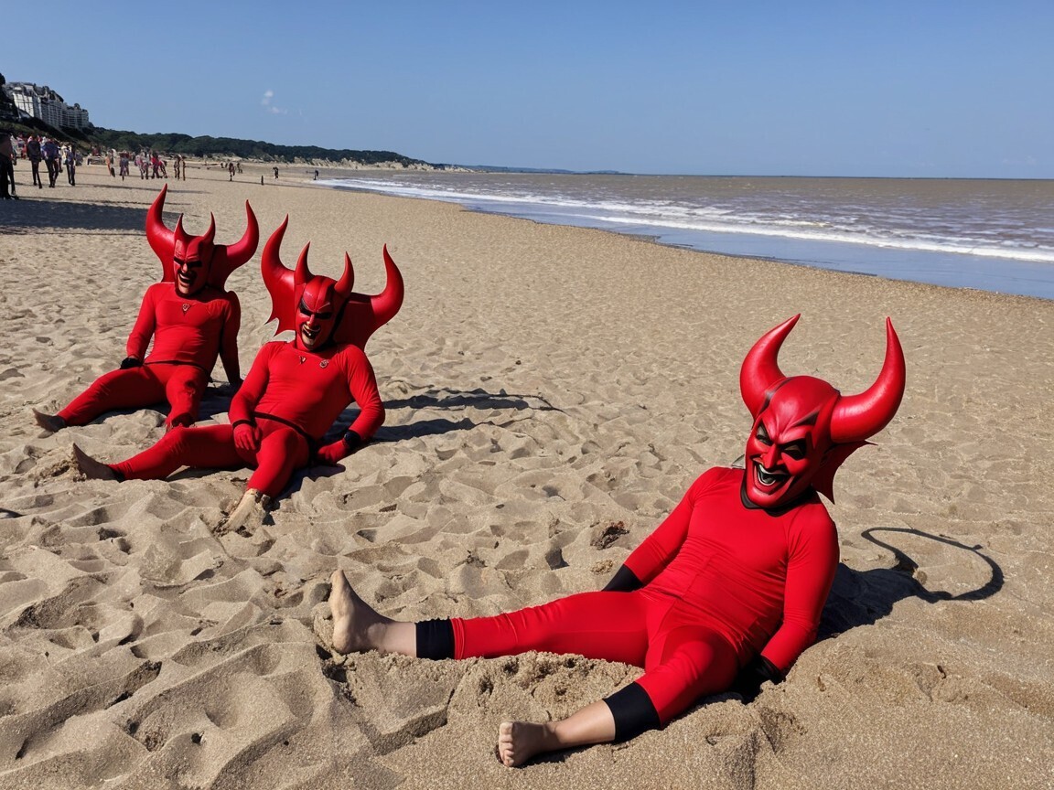 Черти на пляже.