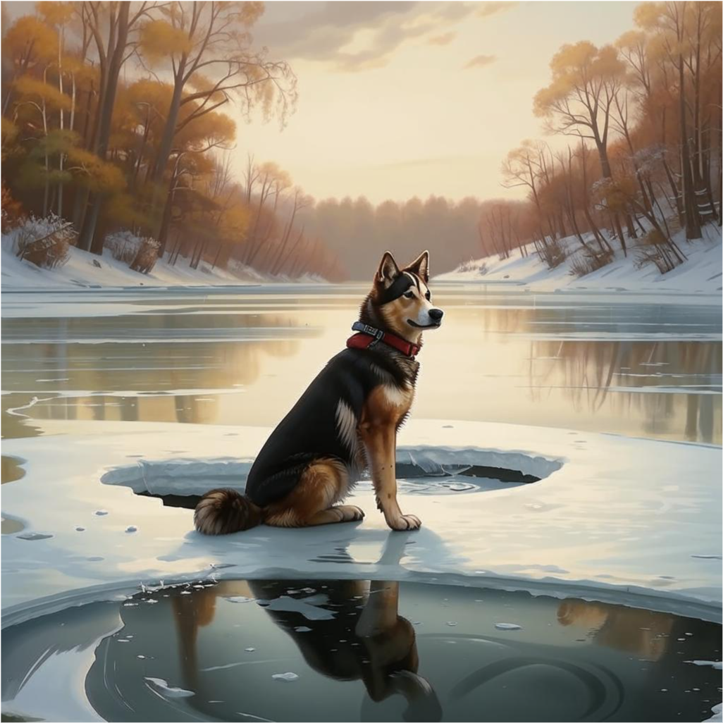 Настоящая преданность! В Башкирии собака по кличке «Белка» 4 дня ждала хозяина, который провалился под лёд