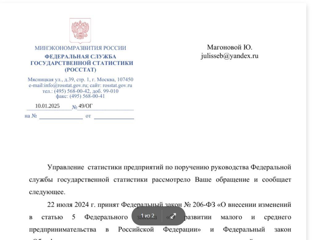 Статистическая отчетность самозанятых. Что ответила на официальный запрос служба статистики