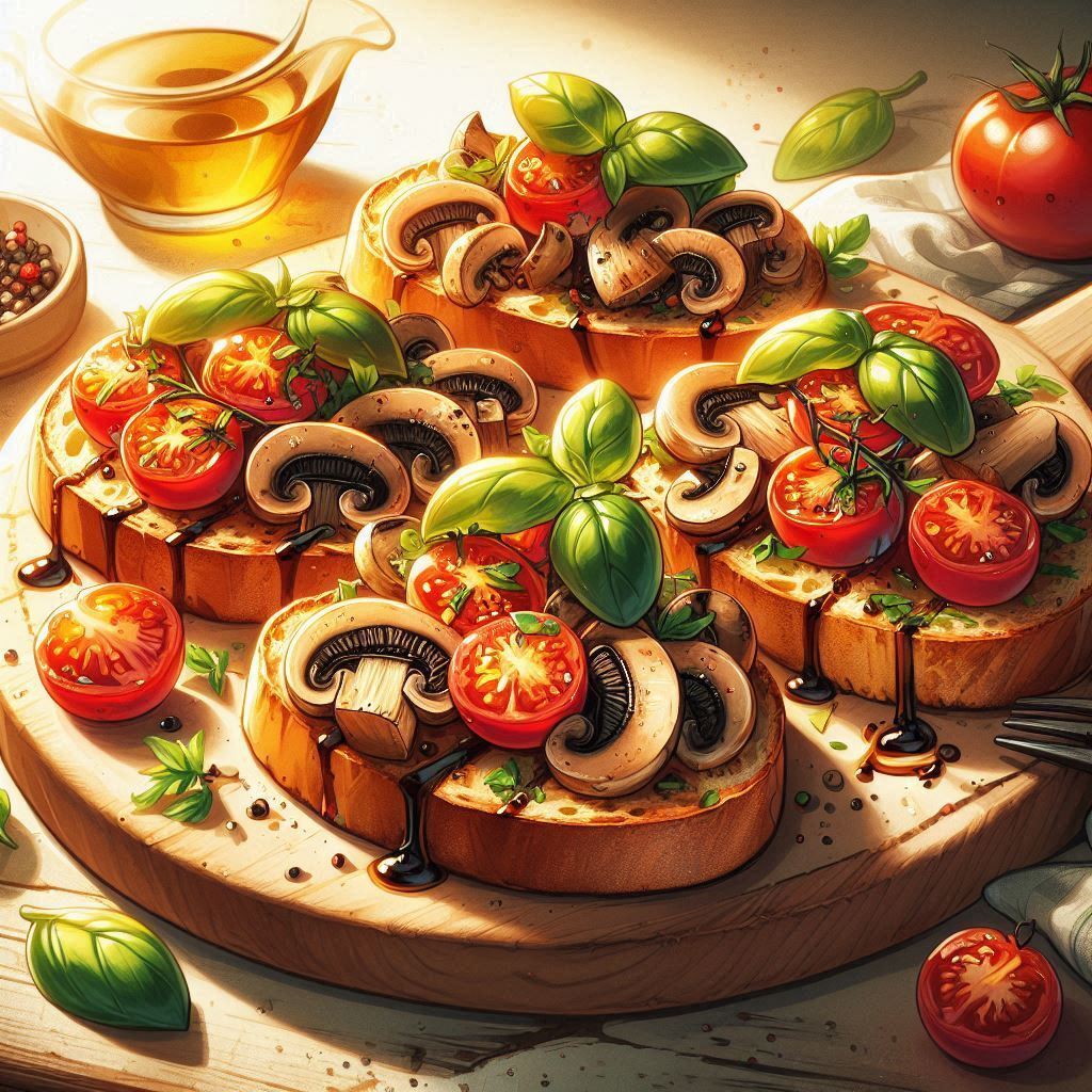 Рецепты с шампиньонами. Освежающая брускетта с томатами черри и шампиньонами: идеальная закуска для летних вечеров. Брускетта. Интересные факты.