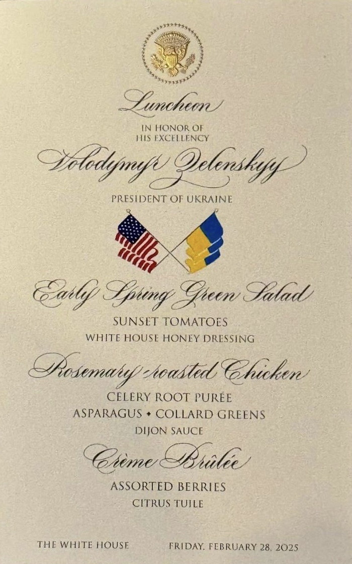 Трамп поел за Зеленского. Обед после скандала в Белом доме