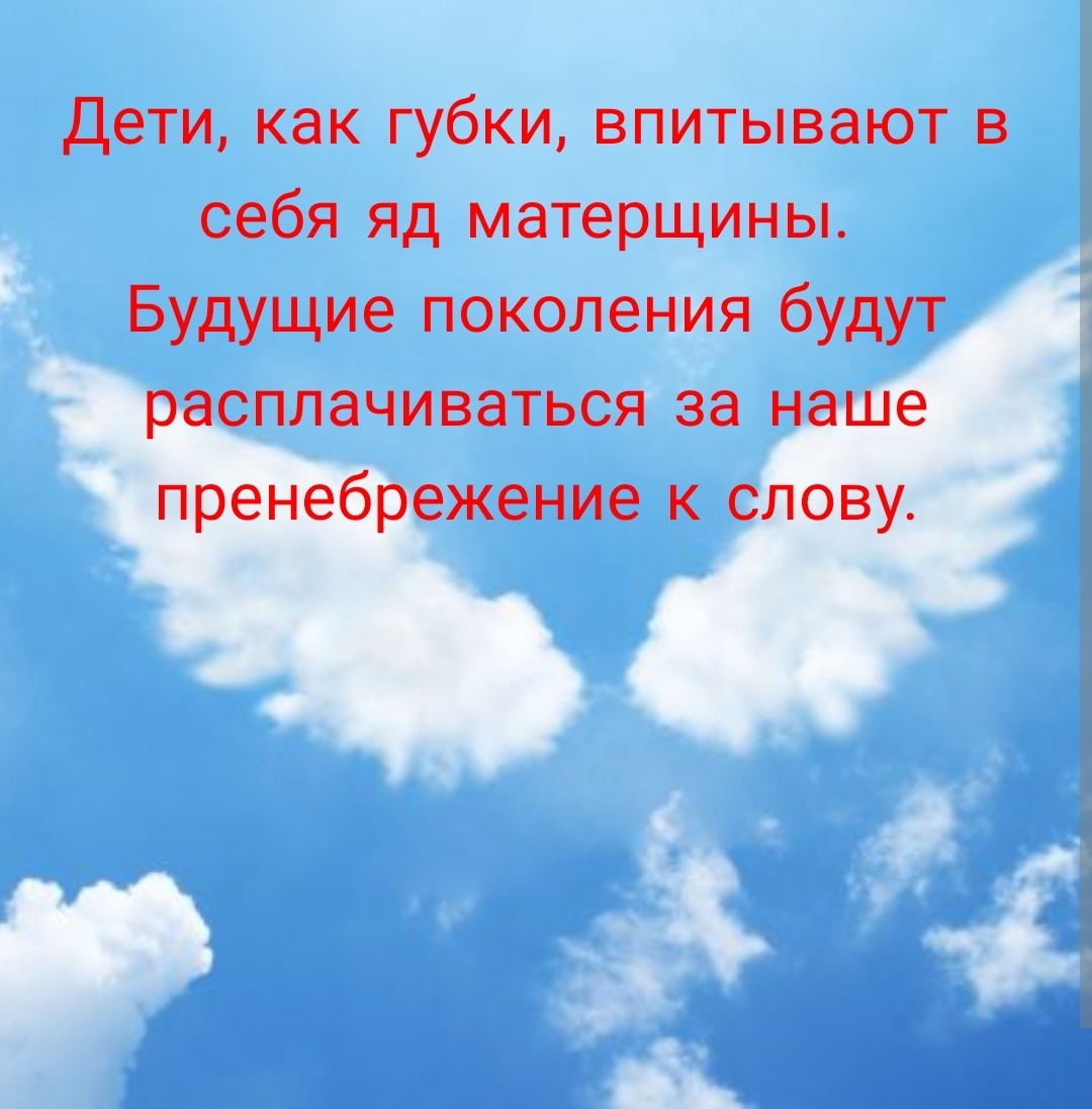 Дети, как губки, впитывают в себя яд матерщины. Будущие поколения будут расплачиваться за наше пренебрежение к слову.