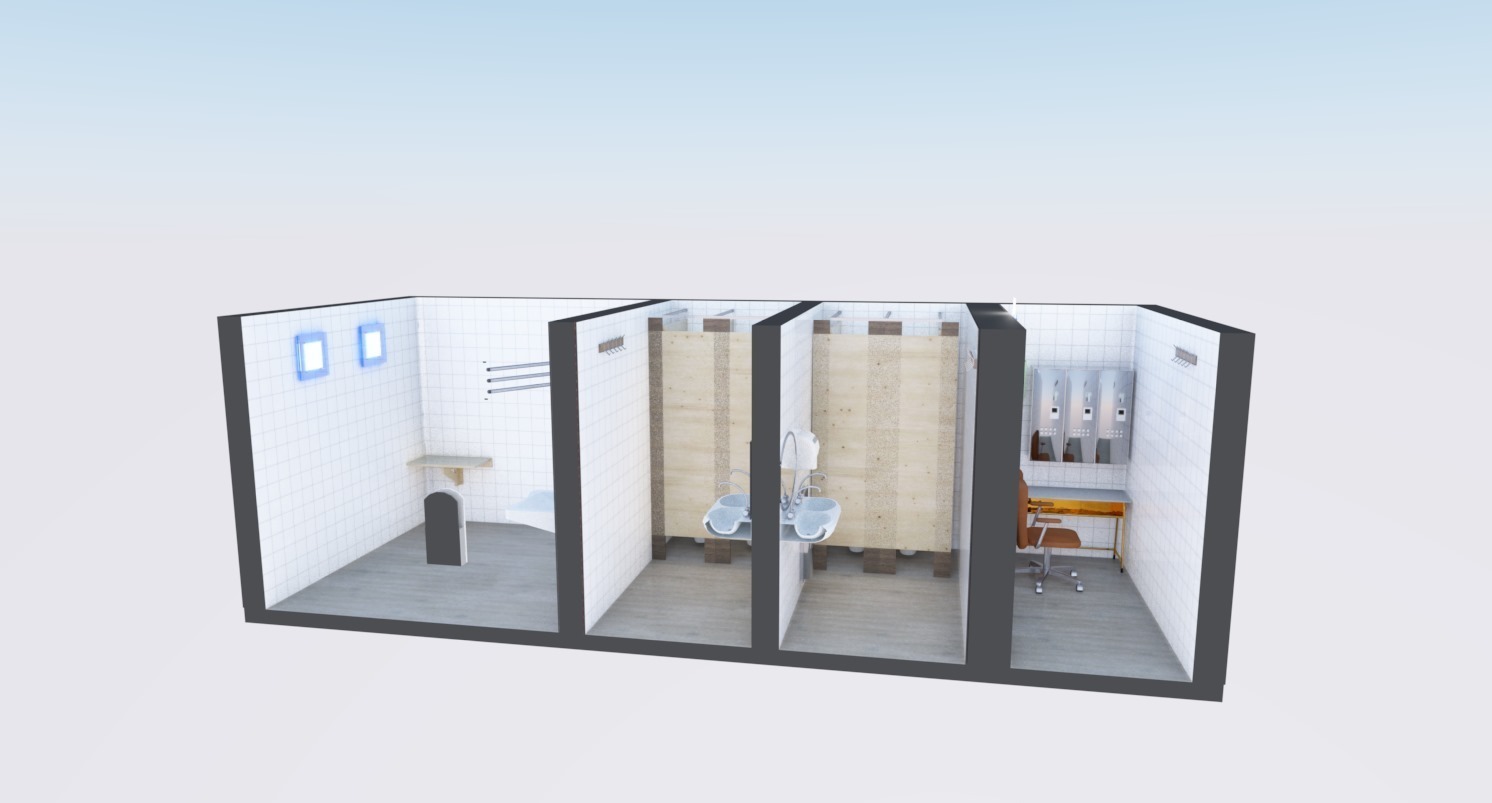 Проект профессиональных чертежей общественного туалета в ArchiCAD