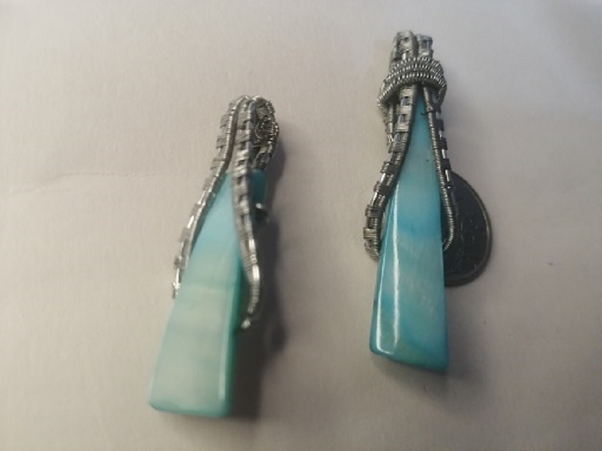 🟩Перламутровые подвески "Голубая лагуна"