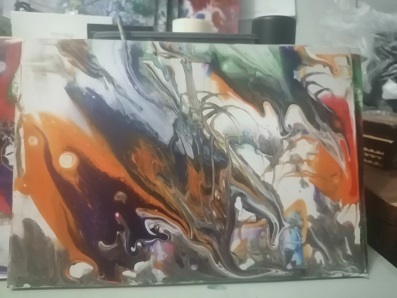 🎨🎨🎨Вернисаж от Валентины. Пенсионерка и увлечения ФЛЮИД АРТом. Абстрактная живопись