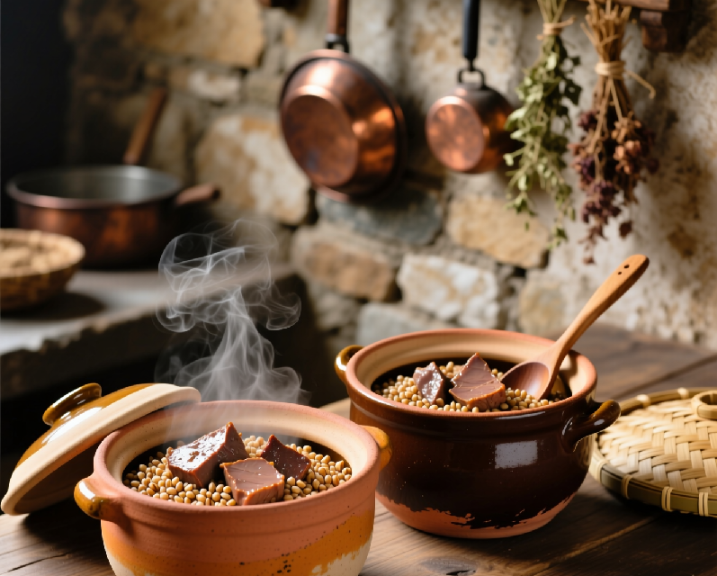 Гречка с печенью в горшочках