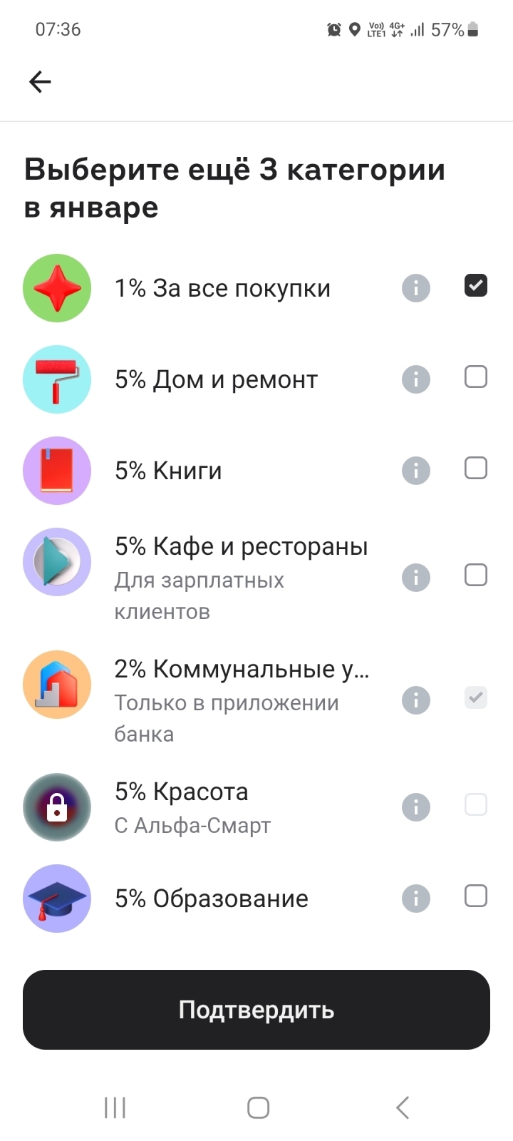 Какие категории предложил Альфа банк в январе. Мое мнение