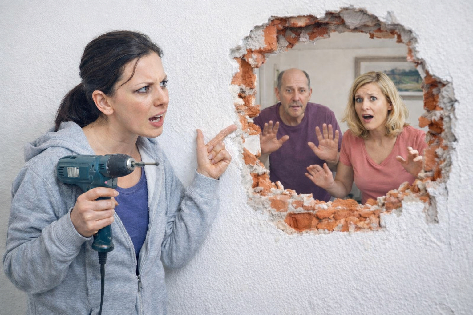 Женщина сверлила стену под полку и пробила ее насквозь — а обвинила соседей. Но суды обязали оплатить ремонт ее саму