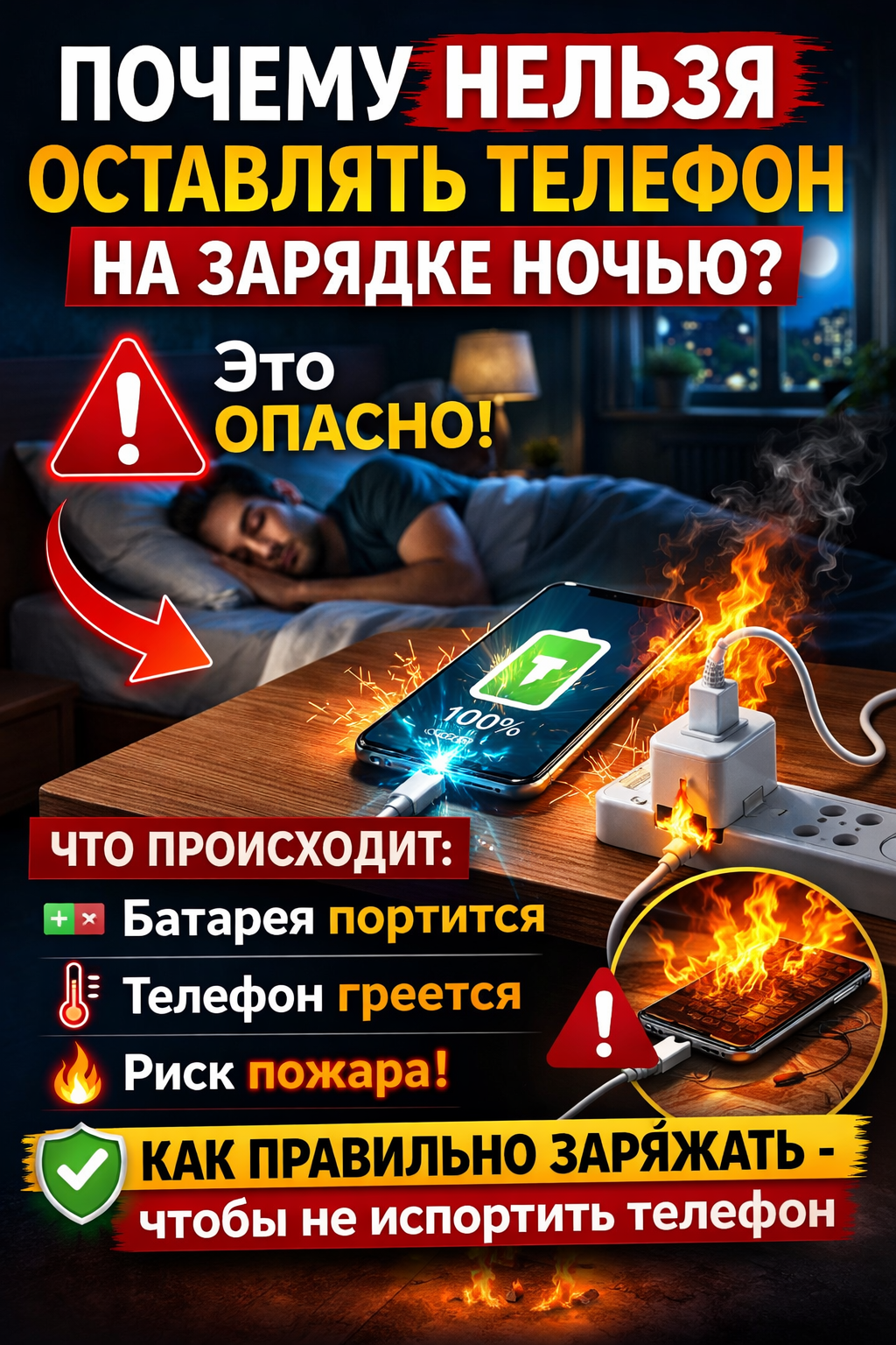 Почему нельзя оставлять телефон на зарядке ночью — важное предупреждение для всех