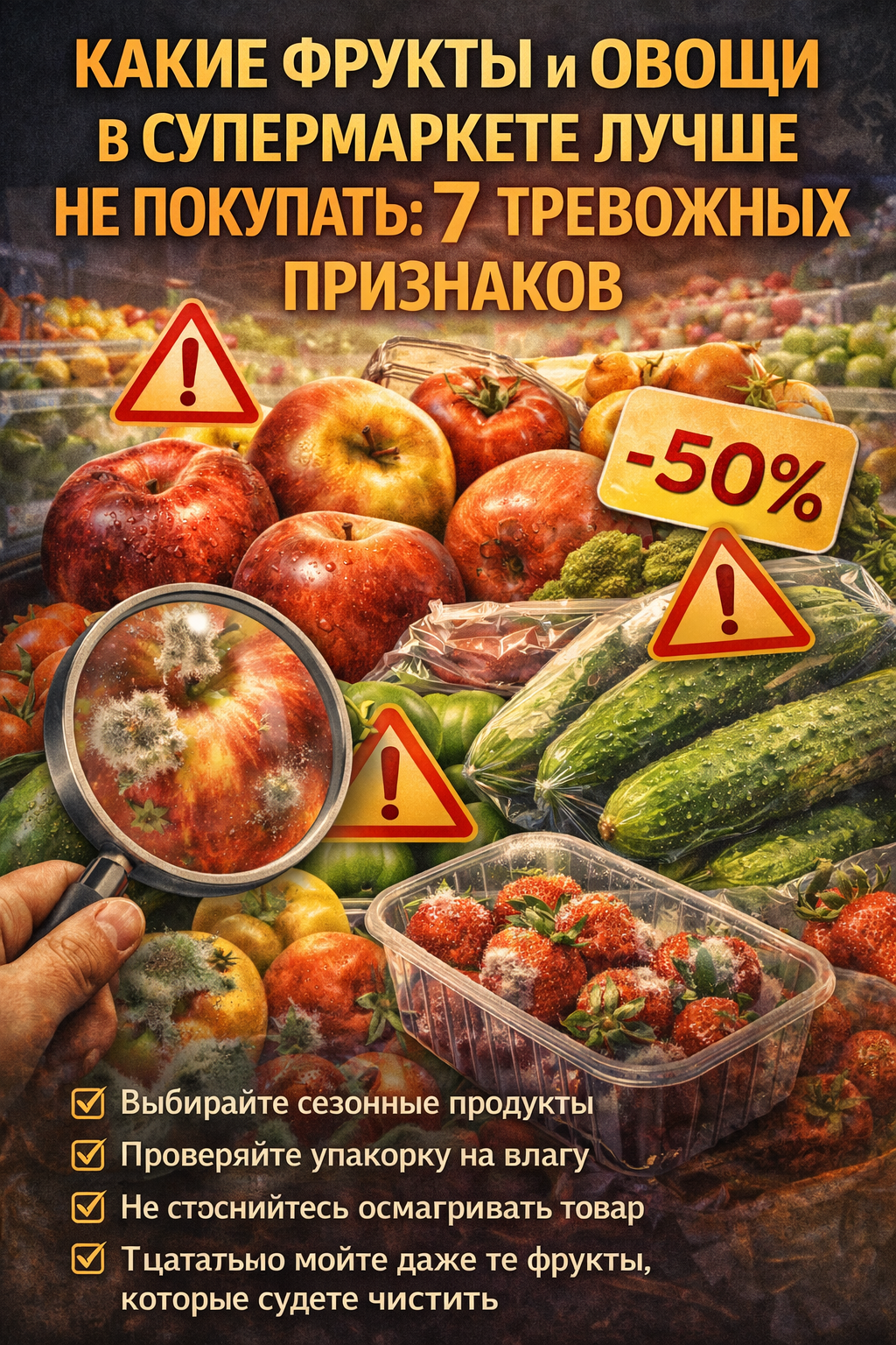 Какие фрукты и овощи в супермаркете лучше не покупать: 7 тревожных признаков