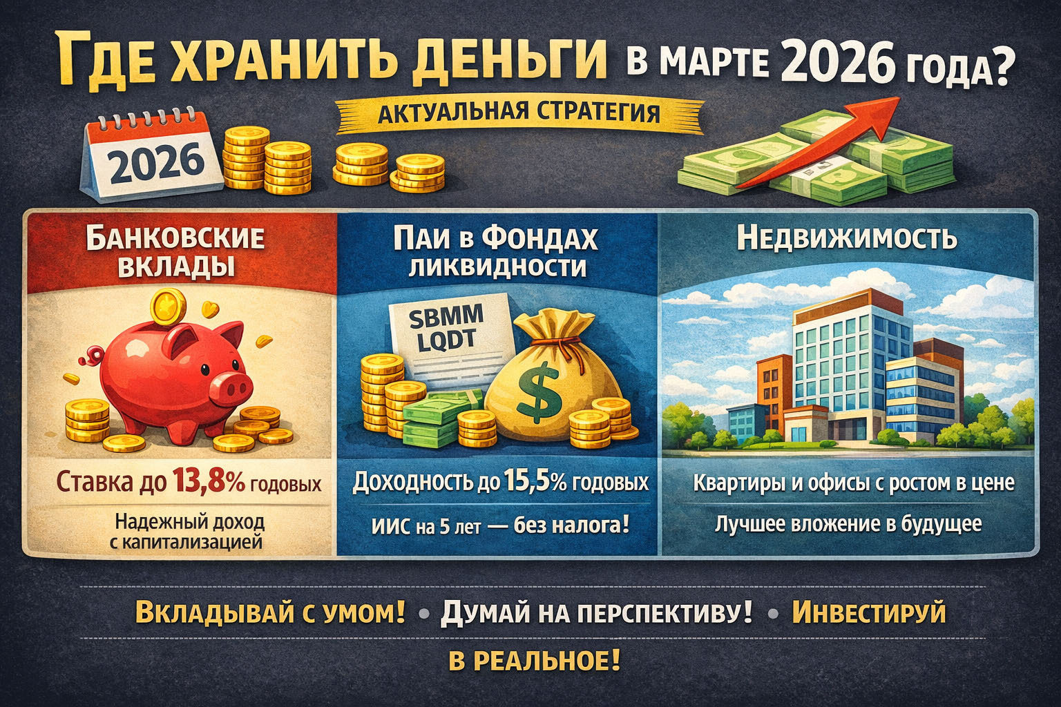 Три места где копить деньги. Актуально на март 2026 года