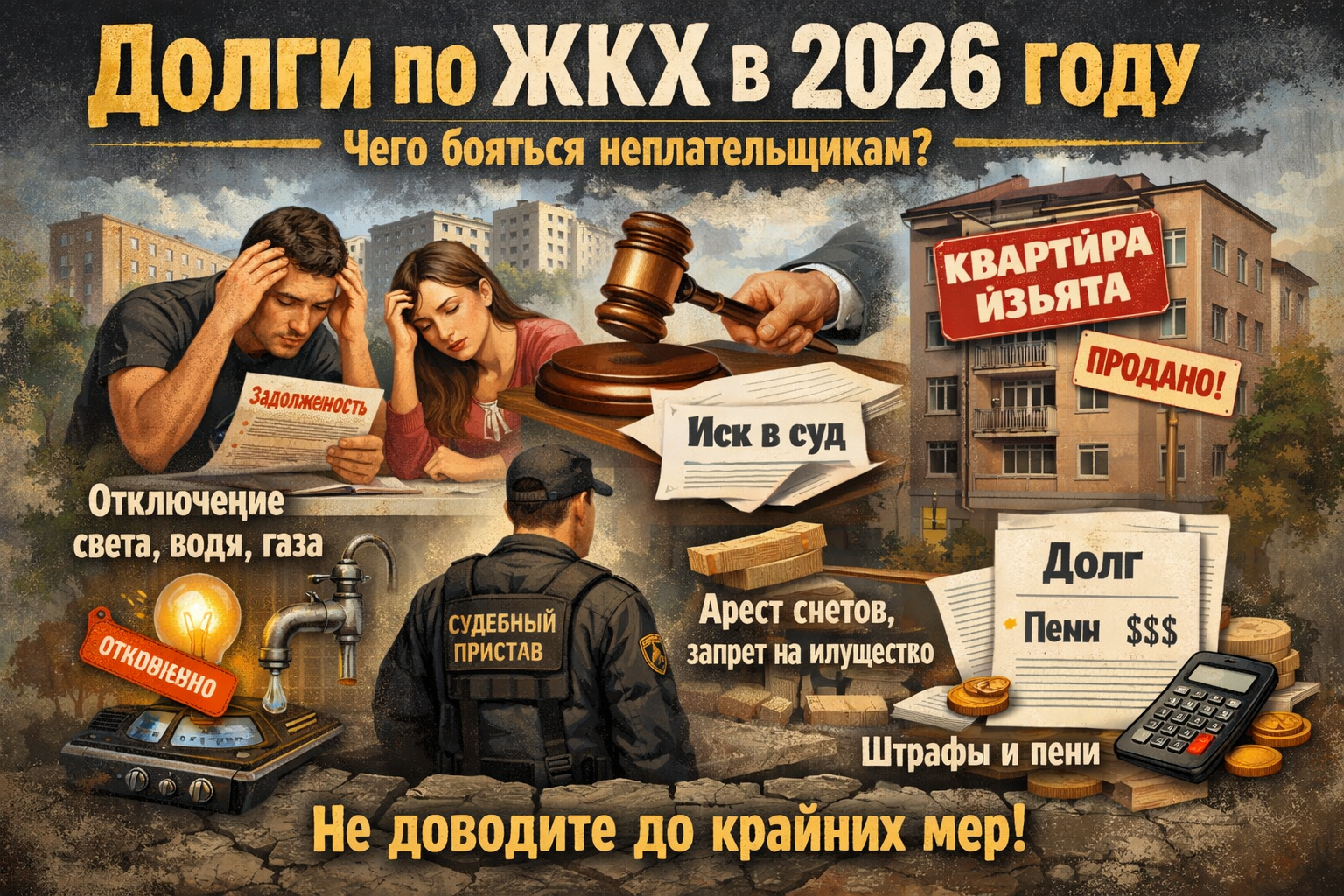 Долги по ЖКХ в 2026 году: могут ли отобрать квартиру и что на самом деле грозит неплательщикам.